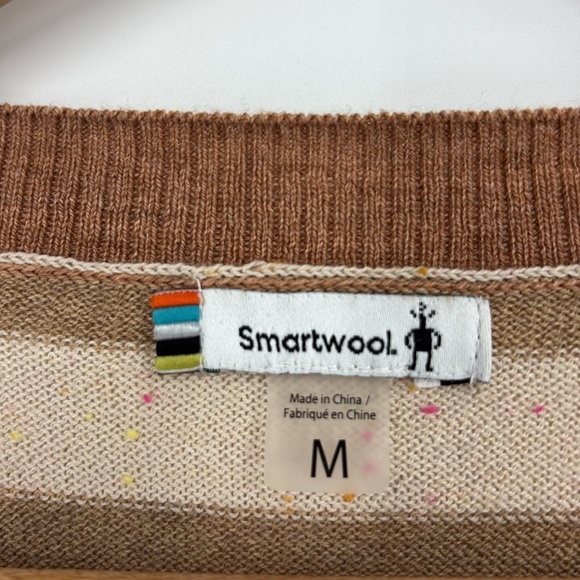 Smartwool Edgewood Boyfriend Striped Crewneck Sweater Almond Women’s Size Medium - Picture 4 of 10